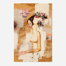 Party Hats & Double Dongs by David Choe, 2006, mixed media on panel, sold Sep 2024