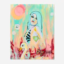 Joshua Petker, Blue Sugar, 2007, mixed media and acrylic on canvas