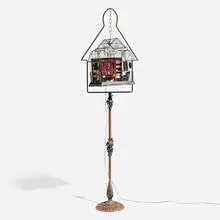 Katharine Coen, Birdcage, mixed media assemblage, steel, enameled steel