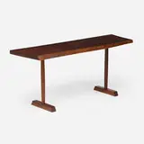 Walter R. Downs, Trestle console table, c. 1960, walnut