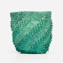 Colleen Carlson, Vase, 1989, patinated and woven copper sheets