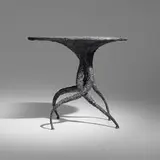James Bearden, Medusa table, 2023, plasma-carved steel with metallic wash