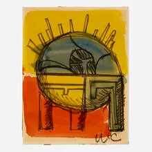 Wendell Castle, First Drawing at 11097, 1960, watercolor and ink on board