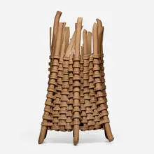 Rina Peleg, Woven Basket, 1981, bisque earthenware