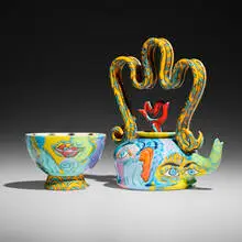 Phillip Maberry, Split Personality teapot, 1994, glazed earthenware