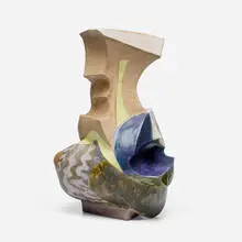 John Gill, Vessel, 1994, slab-built glazed stoneware