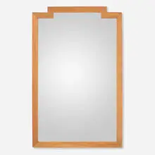 attribution Ilonka Karasz, Wall mirror, c. 1935, mirrored glass, teak