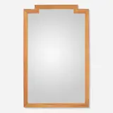 attribution Ilonka Karasz, Wall mirror, c. 1935, mirrored glass, teak
