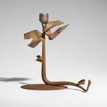 Tuft candleholder by Albert Paley, 1993, forged mild steel with a natural patina, sold Jan 2026
