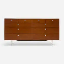 Thin Edge cabinet, model 5723 by George Nelson & Associates, 1952, teak, aluminum, sold Dec 2025