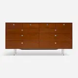 Thin Edge cabinet, model 5723 by George Nelson & Associates, 1952, teak, aluminum, sold Dec 2025
