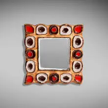 Les Argonautes, Wall-hanging mirror, c. 1965, glazed earthenware, mirrored glass