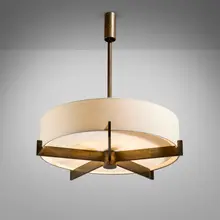 Jacques Quinet, Ceiling lamp, c. 1962, bronze, bronzed steel, acrylic, silk shade