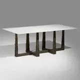 Paul Evans, Rare Sculpted Bronze dining table, 1972, florim stone, bronzed resin over steel