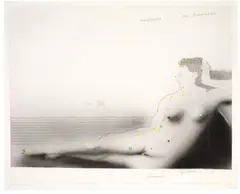 Paul Wunderlich, Zu A.D.: Die Wiener Zeichnung II, 1970, Tusche in Spritztechnik, Gouache und Bleistift auf Karton