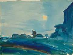 Hiddensoe by Walter Gramatté, 1921, Aquarell auf Papier (aus einem Skizzenblock), auf Karton aufgezogen, sold Nov 2015