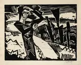 Frau in den Dünen by Karl Schmidt-Rottluff, 1914, Holzschnitt auf Bütten, sold May 2014