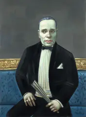 Wolfgang Peuker, Karl Lagerfeld, 1992, Öl auf Hartfaser