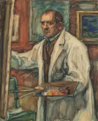 Leonid Pasternak, Lovis Corinth an der Staffelei, 1923, Aquarell und Tempera über Kreide auf Pappe