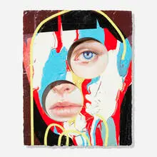 Erik Jones, Ins-hide, 2015, colored pencil, wax pastel, acrylic on paper mounted to panel