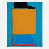 Sun with the Black Moon by Emerson Woelffer, 1978, acrylic and collage on canvas, sold Aug 2024
