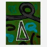 Untitled by Emerson Woelffer, 1988, acrylic and oil on canvas, sold Aug 2024