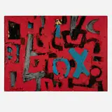 Untitled by Emerson Woelffer, 1957, oil, acrylic and collage on Masonite, sold Aug 2024