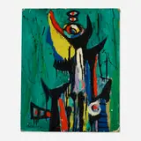 Profile by Emerson Woelffer, 1947, oil and acrylic on canvas board, sold Aug 2024