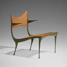Dan Johnson, Gazelle lounge chair, model 30B, 1955, patinated bronze, cane
