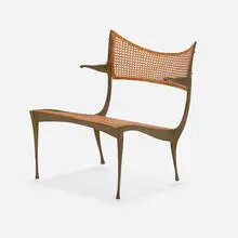 Dan Johnson, Gazelle lounge chair, model 30B, 1955, patinated bronze, cane