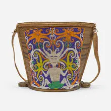Modang, Dayak papoose, beads, wood, raffia