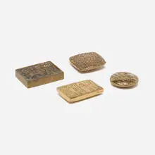 Monique Gerber, The Louvre Museum casting paperweights, set of four, c. 1975, bronze