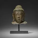Burmese, Bust of Buddha, c. 1870, bronze, iron, glass