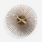 Popsicle wall clock, model 2257A by George Nelson & Associates, 1957, walnut, brass, enameled aluminum, sold Jan 2025