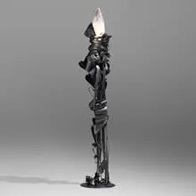 Albert Paley, Parabolic reading lamp, 2014, forged and fabricated steel with a blackened finish, glass