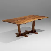 George Nakashima, Exceptional Conoid dining table, 1973, Persian walnut, American black walnut, rosewood