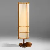 George Nakashima, Kent Hall floor lamp, 1972, American black walnut, holly, fiberglass