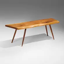 Plank coffee table by George Nakashima, 1963, American black walnut, sold Jan 2025