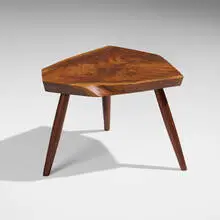 Plank stool by George Nakashima, 1977, American black walnut, sold Jan 2025