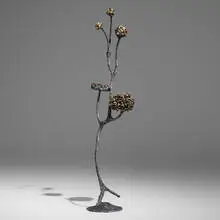 James Bearden, Urchin Growth lidded box, 2022, torch-cut steel with metallic wash and melt-coated bronze