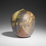 Closed Form (with rattle) by Toshiko Takaezu, c. 1978, glazed stoneware, sold Jan 2025