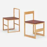 Mayfly Studio, Prototype chairs, set of two, 2023, white oak, purpleheart, padauk, powder-coated steel