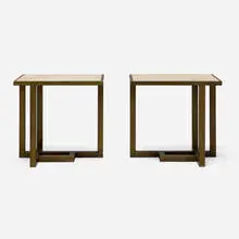 Paul Dupré-Lafon, Occasional tables, pair, wrought iron, parchment