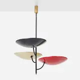 Stilnovo, Hanging lamp, c. 1955, enameled aluminum, brass