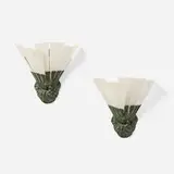 Albert Cheuret, Sconces, pair, c. 1925, patinated bronze, alabaster
