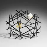 Buckminster Fuller, Prototype Yin Yang Tensegrity Geodesic Dome sculpture, 1979-80, painted wood dowels, plastic-coated wire, seashell, bone