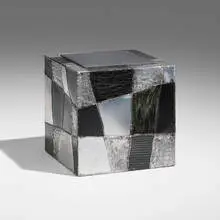 Paul Evans, Argente cube, model PE-37, c. 1970, welded and patinated aluminum, slate