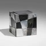 Paul Evans, Argente cube, model PE-37, c. 1970, welded and patinated aluminum, slate