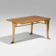 Trapeza occasional table by T. H. Robsjohn-Gibbings, c. 1963, bleached walnut, polished bronze, sold Dec 2025