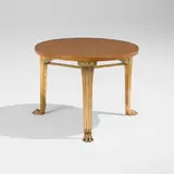 T. H. Robsjohn-Gibbings, Trapeza occasional table, c. 1963, bleached walnut, polished bronze
